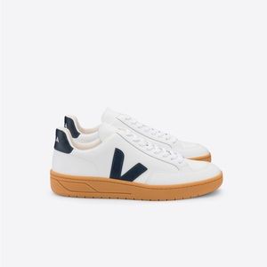 Veja V-12 Leather Sneaker in White Nautico with Gum Sole